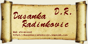 Dušanka Radinković vizit kartica